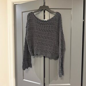 American Eagle Outfitters Charcoal Off-the-Shoulder Sweater